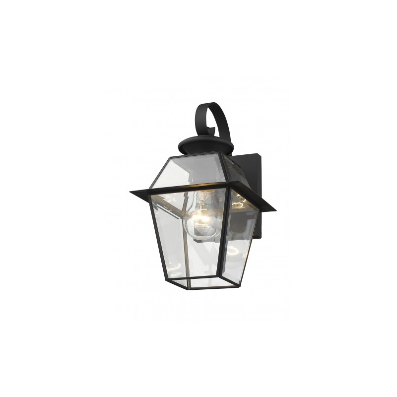 Livex Lighting Westover 1-Light Brass Outdoor Wall Lantern in Black