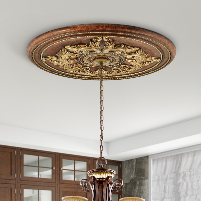Livex Lighting Ceiling Medallion in Verona Bronze with Aged Gold Leaf Accents