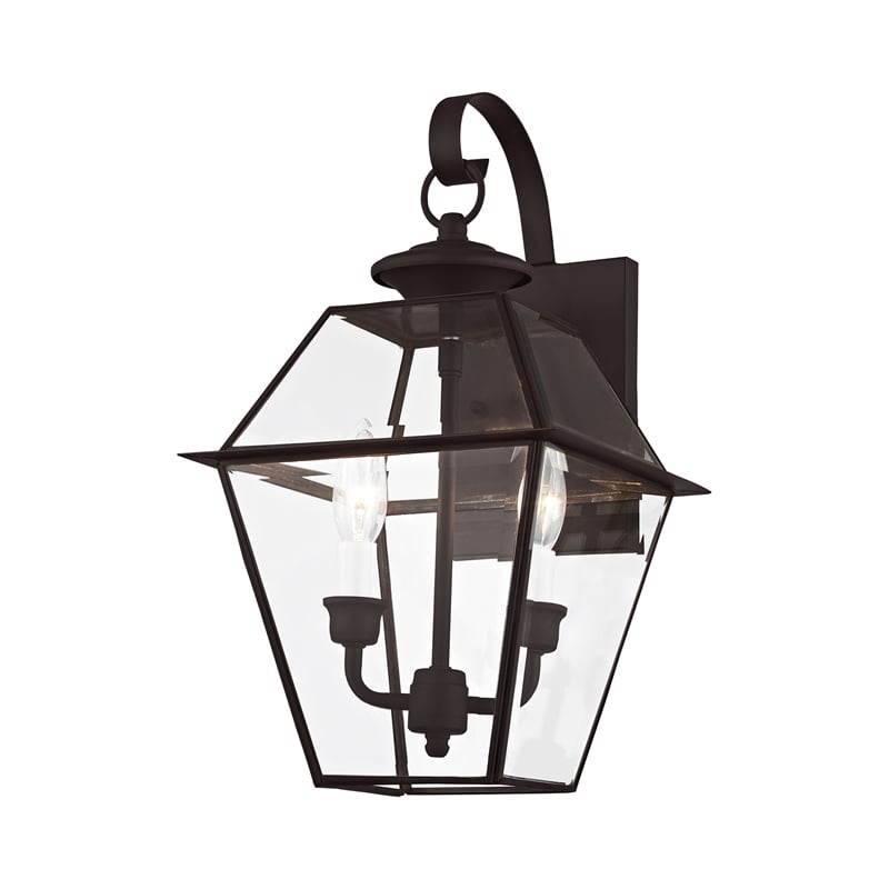 Livex Lighting Westover 2-Light Brass Outdoor Wall Lantern in Bronze