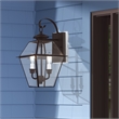 Livex Lighting Westover 2-Light Brass Outdoor Wall Lantern in Bronze