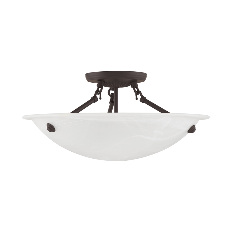 Livex Lighting Oasis 3-Light Contemporary Metal Ceiling Mount in Bronze