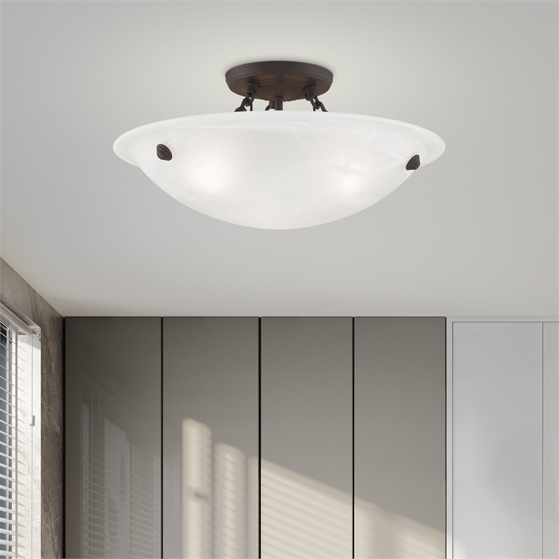 Livex Lighting Oasis 3-Light Contemporary Metal Ceiling Mount in Bronze