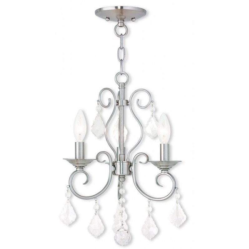 Livex Lighting Donatella Convertible Mini Chandelier Ceiling Mount in Nickel