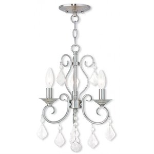 Livex Lighting Donatella Convertible Mini Chandelier Ceiling Mount in Nickel