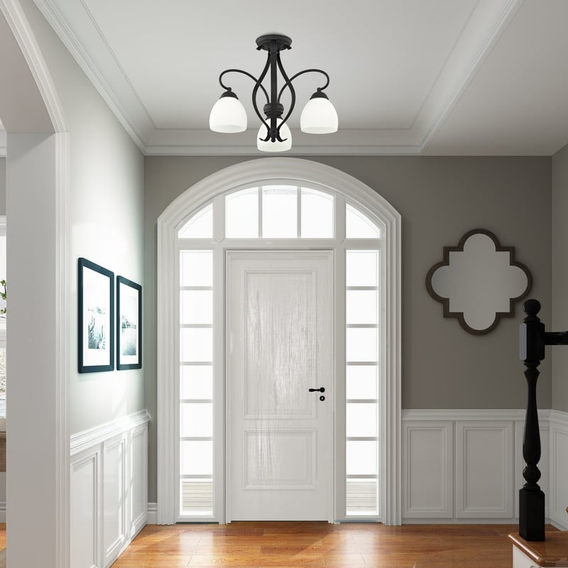 Livex Lighting 3 Light Black Convertible Chandelier/Semi Flush