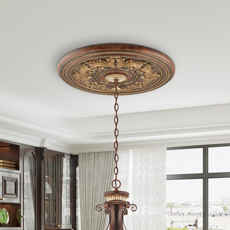 Livex Lighting Ceiling Medallion in Verona Bronze with Aged Gold Leaf Accents