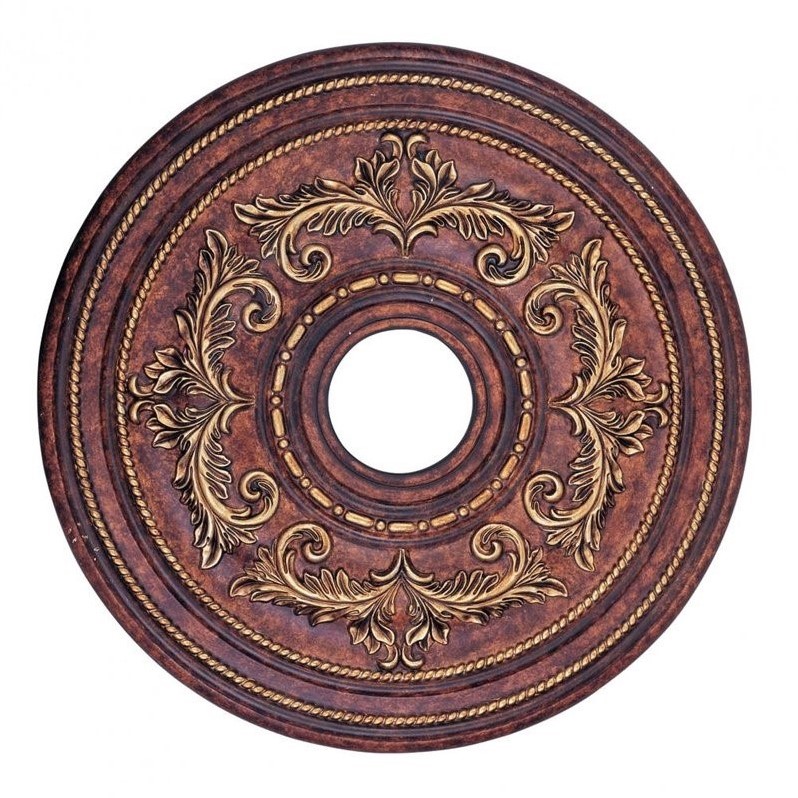 Livex Lighting Ceiling Medallion in Verona Bronze with Aged Gold Leaf Accents