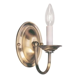 Livex Lighting Home Basics 1-Light Metal Wall Sconce in Antique Brass