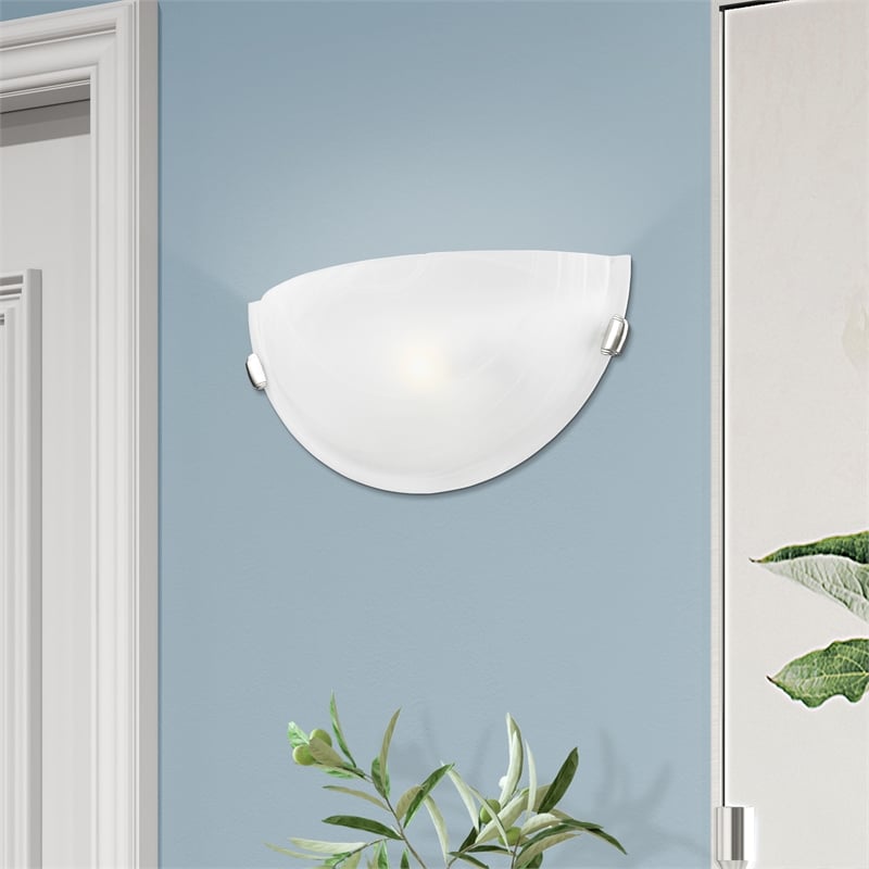 Livex Lighting Oasis 1-Light Metal & Fabric Wall Sconce in Brushed Nickel