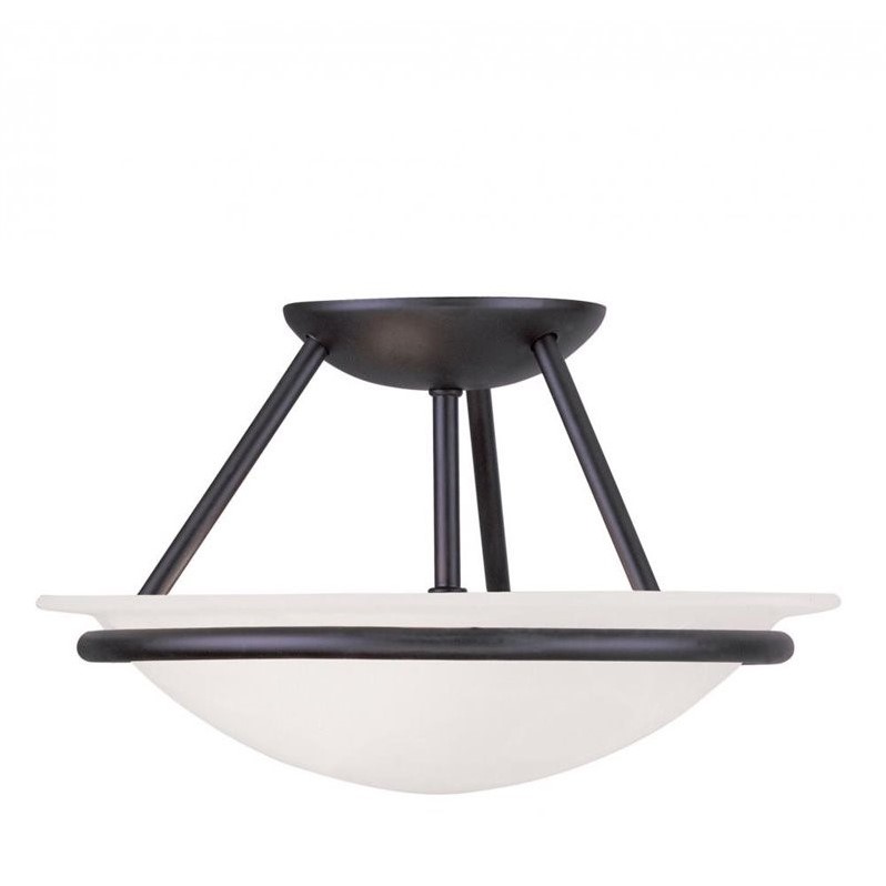 Livex Lighting Newburgh 2-Light Transitional Metal/Glass Ceiling Mount in Black