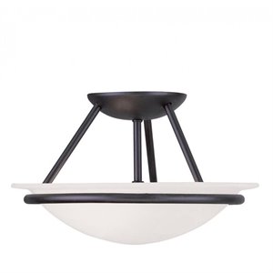 Livex Lighting Newburgh 2-Light Transitional Metal/Glass Ceiling Mount in Black