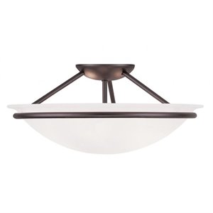 Livex Lighting Newburgh 7&quot 3-Light Metal & Glass Ceiling Mount in Bronze