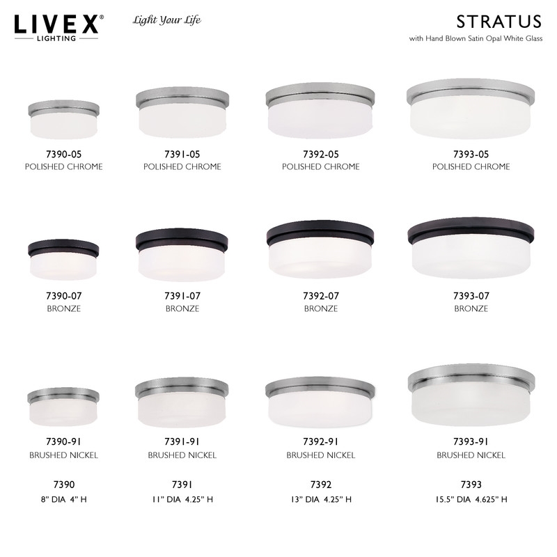 Livex Lighting Stratus 2 Light Brushed Nickel Ceiling Mount or Wall Mount