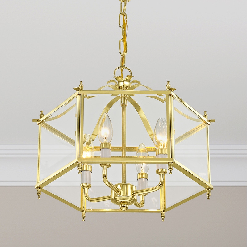 Livex Lighting Livingston 4 Light Polished Brass Chain Hang/Ceiling Mount