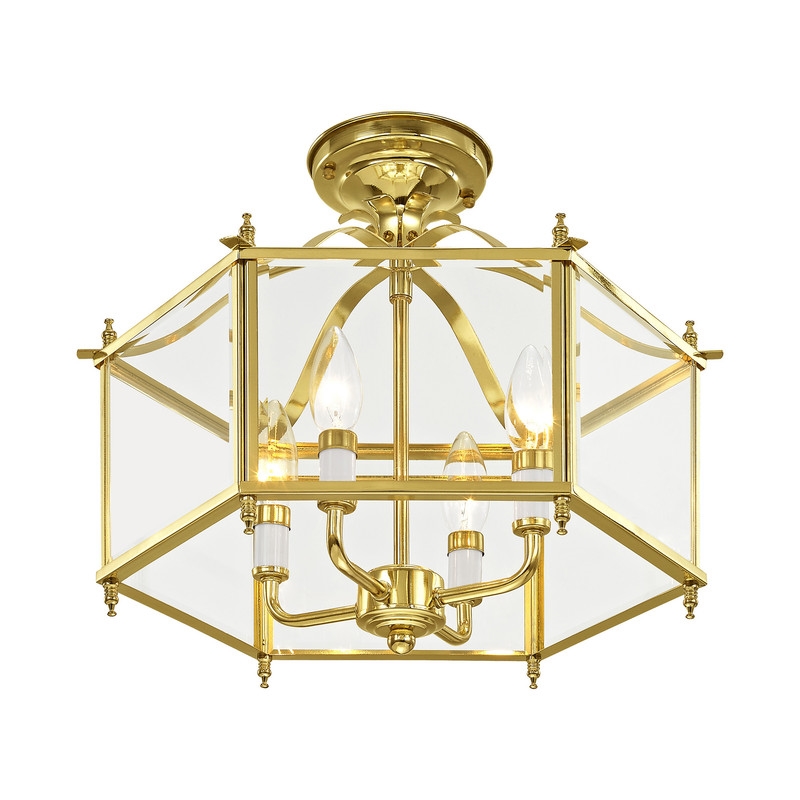 Livex Lighting Livingston 4 Light Polished Brass Chain Hang/Ceiling Mount