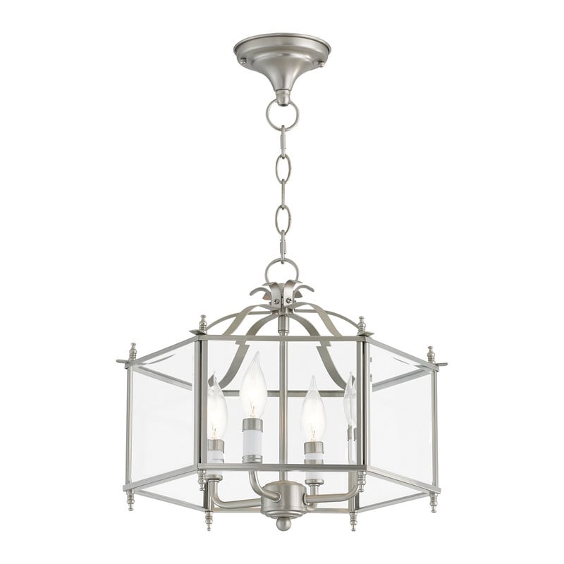 Livex Lighting Livingston 4 Light Brushed Nickel Chain Hang/Ceiling Mount