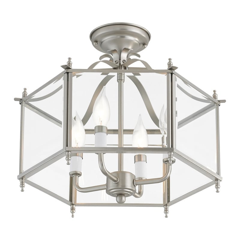 Livex Lighting Livingston 4 Light Brushed Nickel Chain Hang/Ceiling Mount