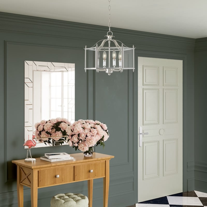 Livex Lighting Livingston 4 Light Brushed Nickel Chain Hang/Ceiling Mount
