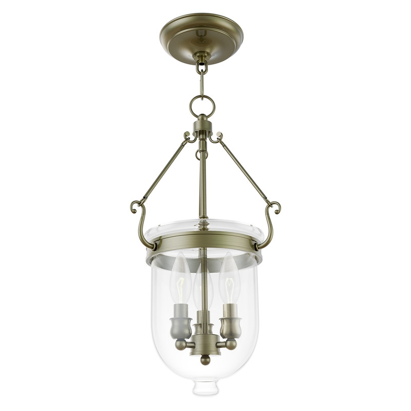 Livex Lighting Jefferson 3 Light Antique Brass Chain Lantern