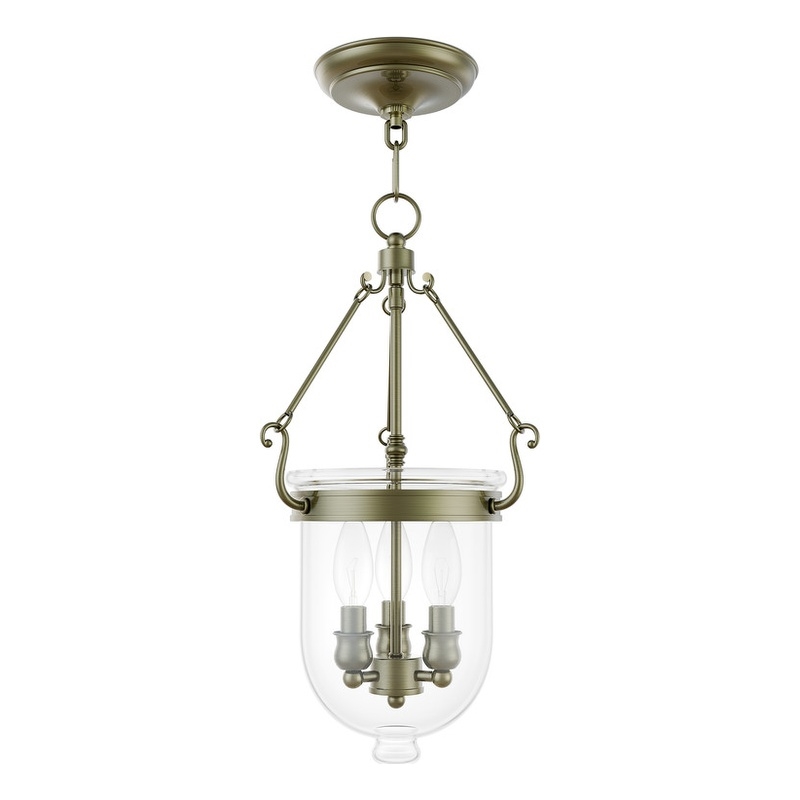 Livex Lighting Jefferson 3 Light Antique Brass Chain Lantern