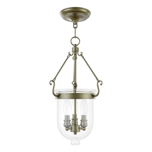 Livex Lighting Jefferson 3 Light Antique Brass Chain Lantern
