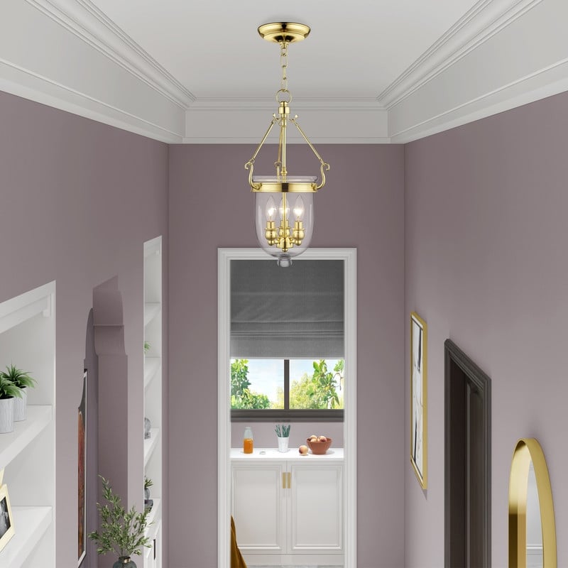 Livex Lighting Jefferson 3 Light Polished Brass Chain Lantern