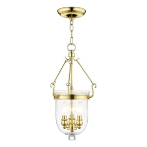 Livex Lighting Jefferson 3 Light Polished Brass Chain Lantern