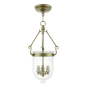 Livex Lighting Jefferson 3 Light Antique Brass Chain Lantern