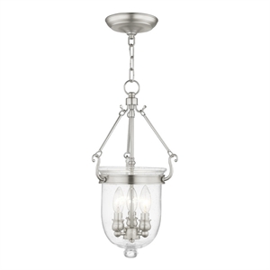 Livex Lighting Jefferson 3 Light Brushed Nickel Chain Lantern