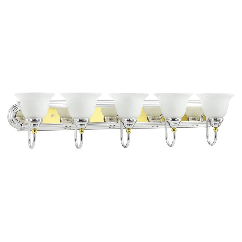 Livex Lighting Belmont Chrome and Polished Brass 5 Bath Light in Multi-Color