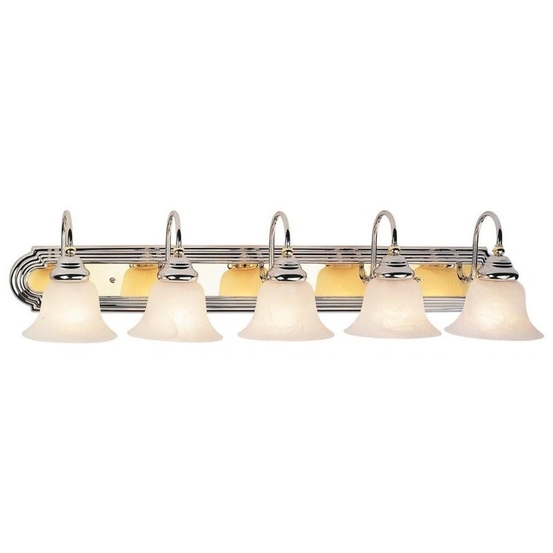 Livex Lighting Belmont Chrome and Polished Brass 5 Bath Light in Multi-Color