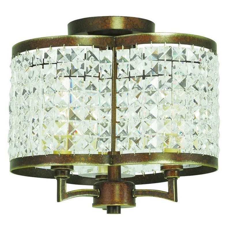 Livex Lighting Grammercy Ceiling Mount in Hand Painted Palacial Bronze