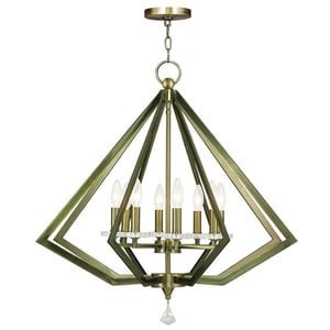 Livex Lighting Diamond Chandelier in Antique Brass