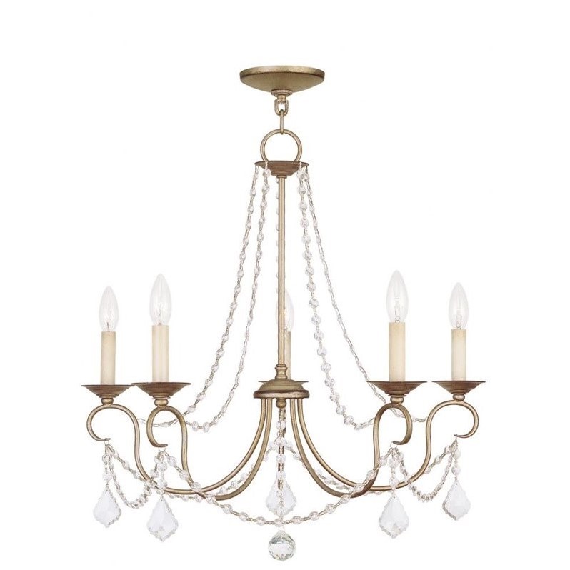 Livex Lighting Pennington Chandelier in Hand Painted Antique Silver Leaf