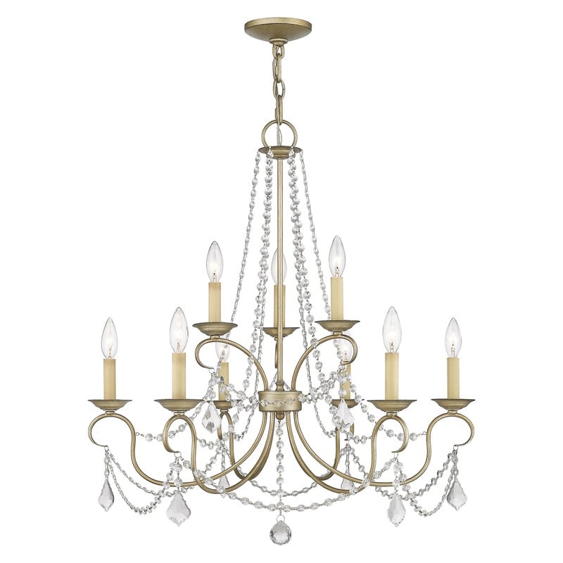 Livex Lighting Pennington Chandelier in Hand Painted Antique Silver Leaf