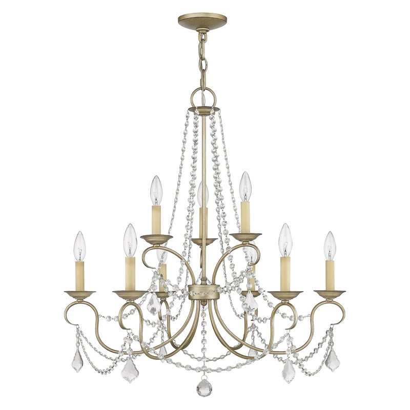 Livex Lighting Pennington Chandelier in Hand Painted Antique Silver Leaf