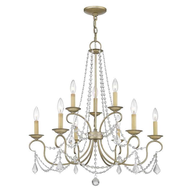 Livex Lighting Pennington Chandelier in Hand Painted Antique Silver Leaf