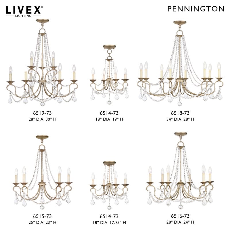 Livex Lighting Pennington Chandelier in Hand Painted Antique Silver Leaf