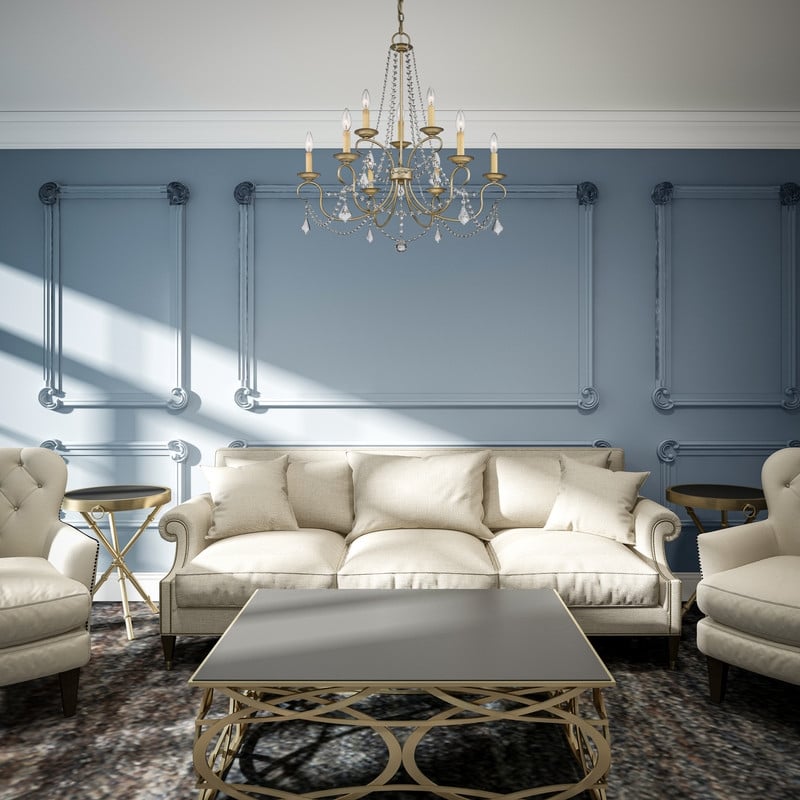 Livex Lighting Pennington Chandelier in Hand Painted Antique Silver Leaf