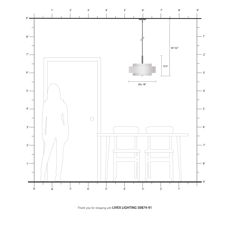 Livex Lighting Meridian 4-Light Metal & Fabric Pendant in Brushed Nickel