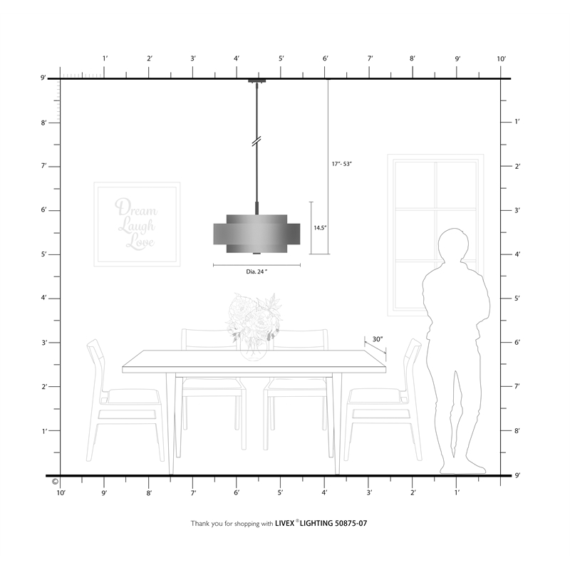 Livex Lighting Meridian 5-Light Metal & Fabric Pendant in Bronze