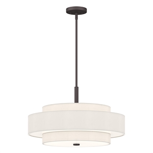 Livex Lighting Meridian 5-Light Metal & Fabric Pendant in Bronze