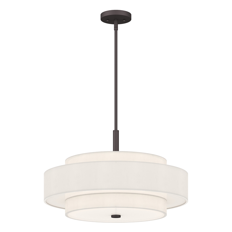 Livex Lighting Meridian 5-Light Metal & Fabric Pendant in Bronze