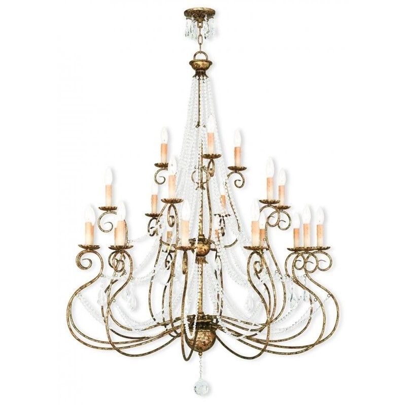 Livex Lighting Isabella Foyer Chandelier in Hand Applied European Bronze