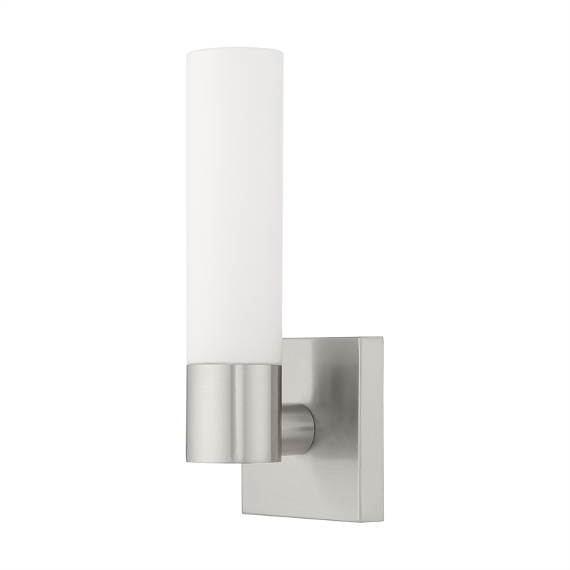 Livex Lighting Aero 1-Light Twist Lock Glass/Metal Wall Sconce in Brushed Nickel