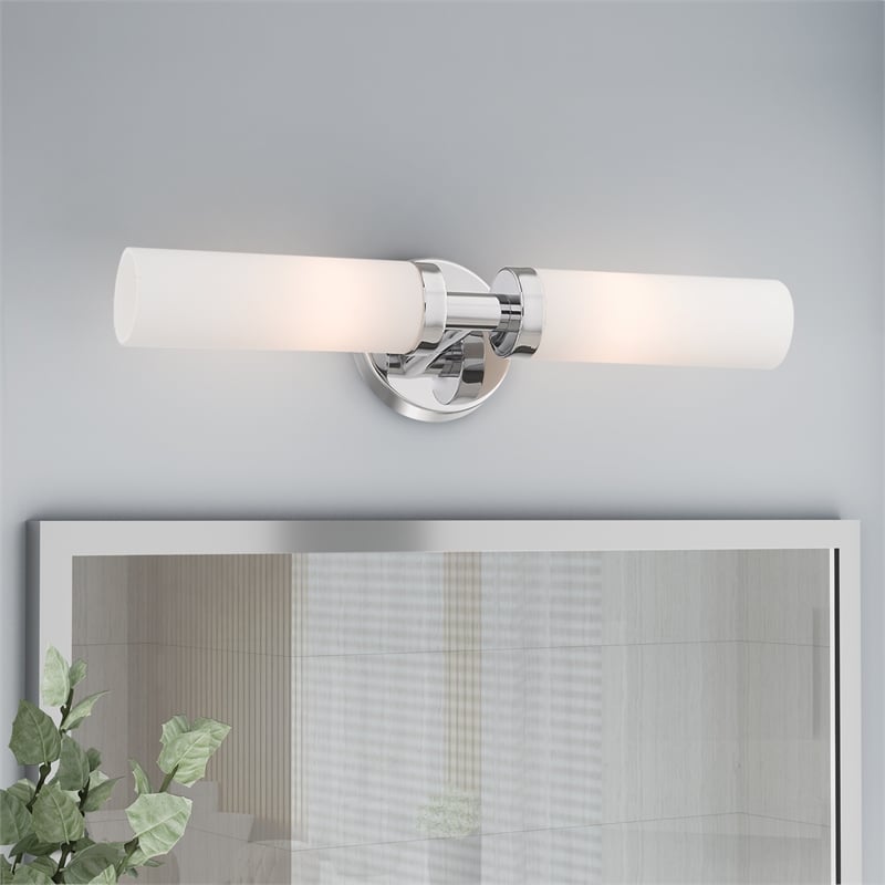 Livex Lighting Aero 2-Light Glass & Metal Bath Light in Polished Chrome