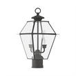 Livex Lighting Westover 2 Light Outdoor Post Lantern in Charcoal