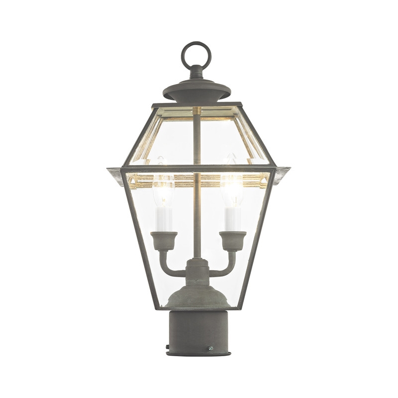 Livex Lighting Westover 2 Light Outdoor Post Lantern in Charcoal
