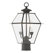Livex Lighting Westover 2 Light Outdoor Post Lantern in Charcoal