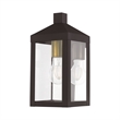 Livex Lighting Nyack 1-Light Brass & Glass Outdoor Wall Lantern in Bronze